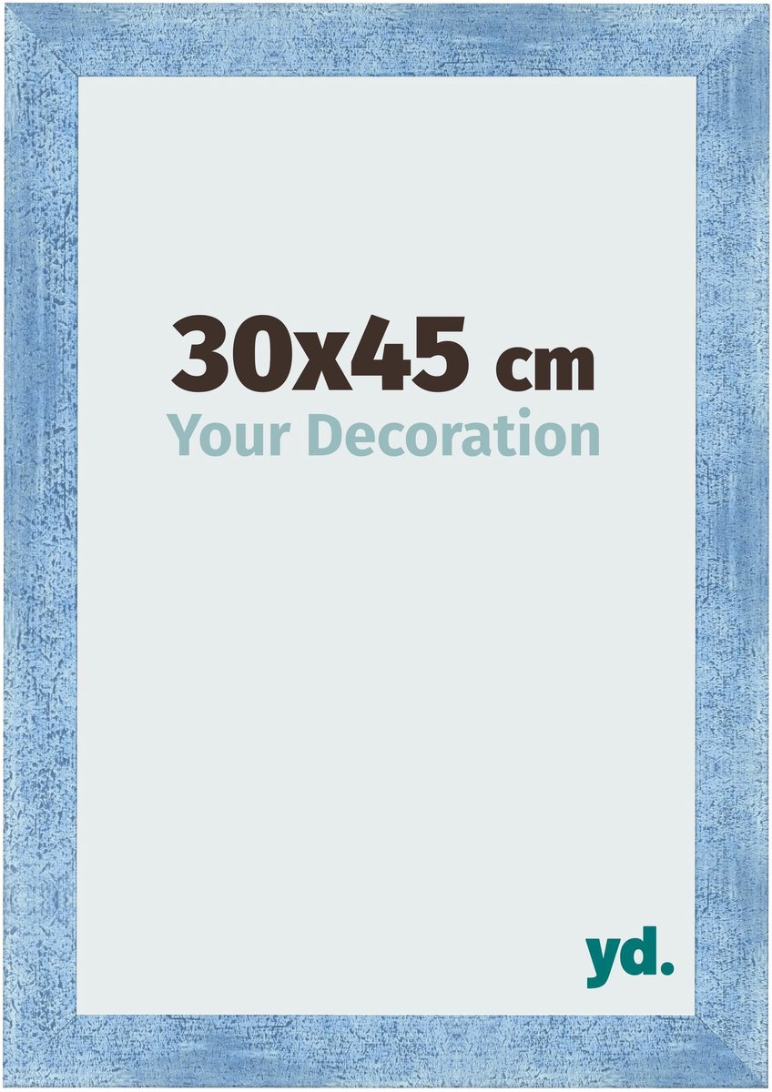 yd. Your Decoration - Fotolijst 30x45 cm - MDF - Helder Blauw Geveegd - Pisa