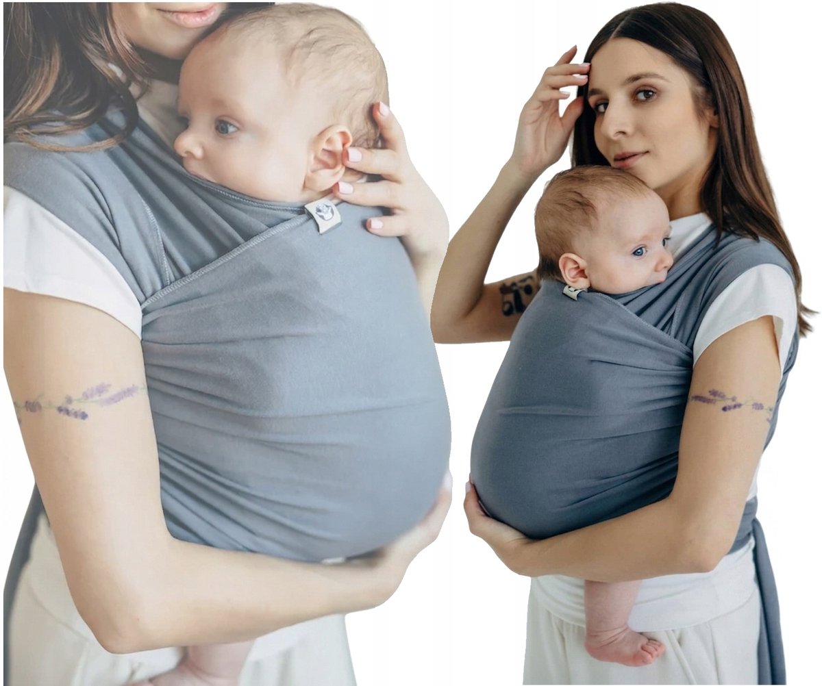 LennyLamb Elastische Draagdoek Baby 5m Antraciet - Vanaf Geboorte