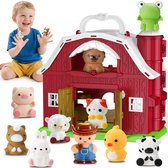 Wootoy Montessori Speelgoed voor Peuters - Baby Speelgoed voor Boerderij Dieren - Cadeau Meisje Jongens van 1 2 3 4 Jaar - Speelset Tekenfilm met 9 Dieren & Boer