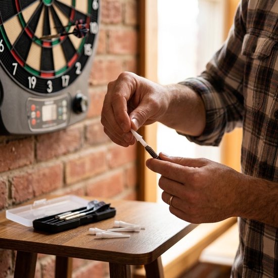 Witte dart tips soft tip set 180 stuks darts accessoires kunststof dart punten vervangbare soft tips voor elektronische dartborden inclusief opbergdoosjes — afbeelding 3