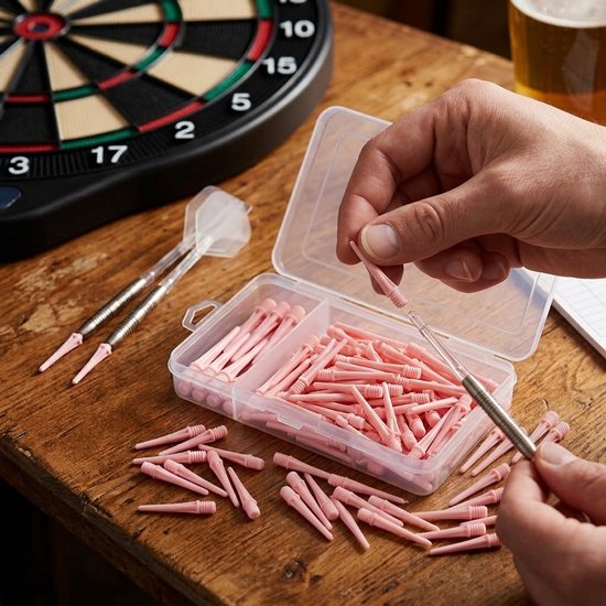 Roze dart tips soft tip set 120 stuks darts accessoires kunststof dart punten vervangbare soft tips voor elektronische dartborden inclusief opbergdoosjes — afbeelding 4