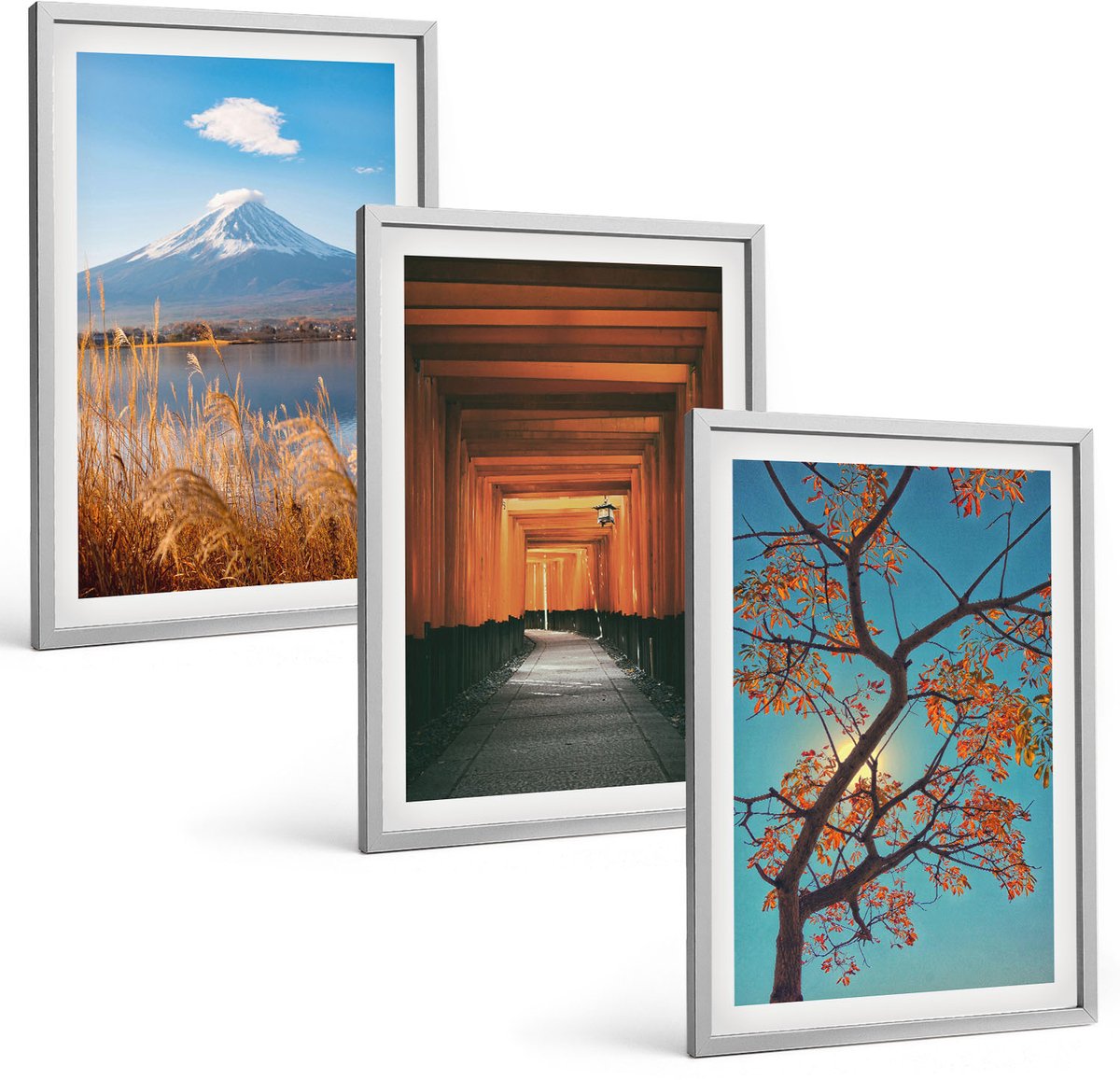 Coloray 3-Delige Schilderij Set - Japanse Landschappen, Natuur En Architectuur Van Azië - 40 x 60 cm - Wanddecoratie - Schilderijen Set - Interieur - Stijlvolle Muurdecoratie