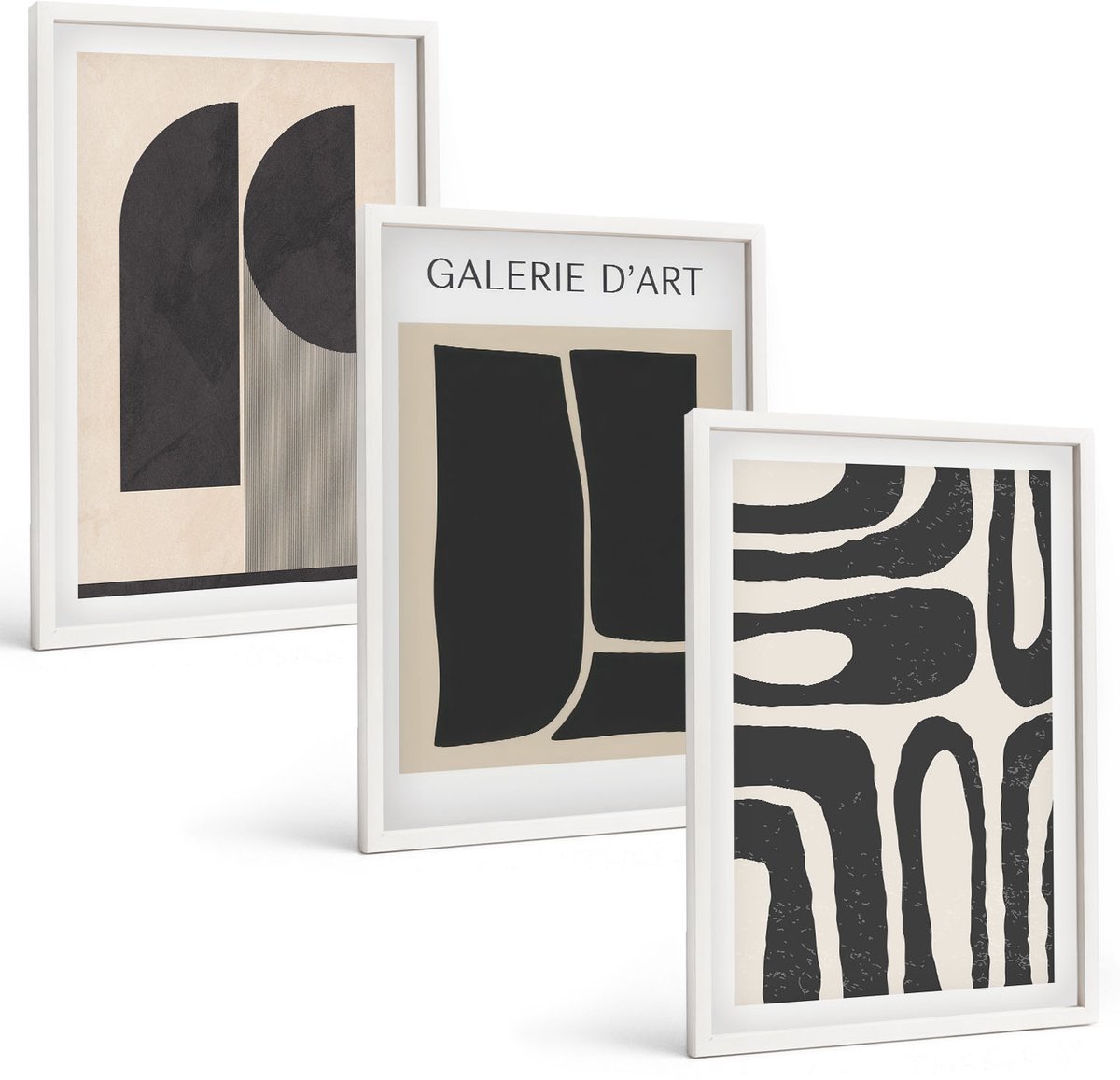 Coloray 3-Delige Schilderij Set - Abstracte Vormen Minimalistische Posters - 40 x 60 - Muurdecoratie - Interieur Decoratie