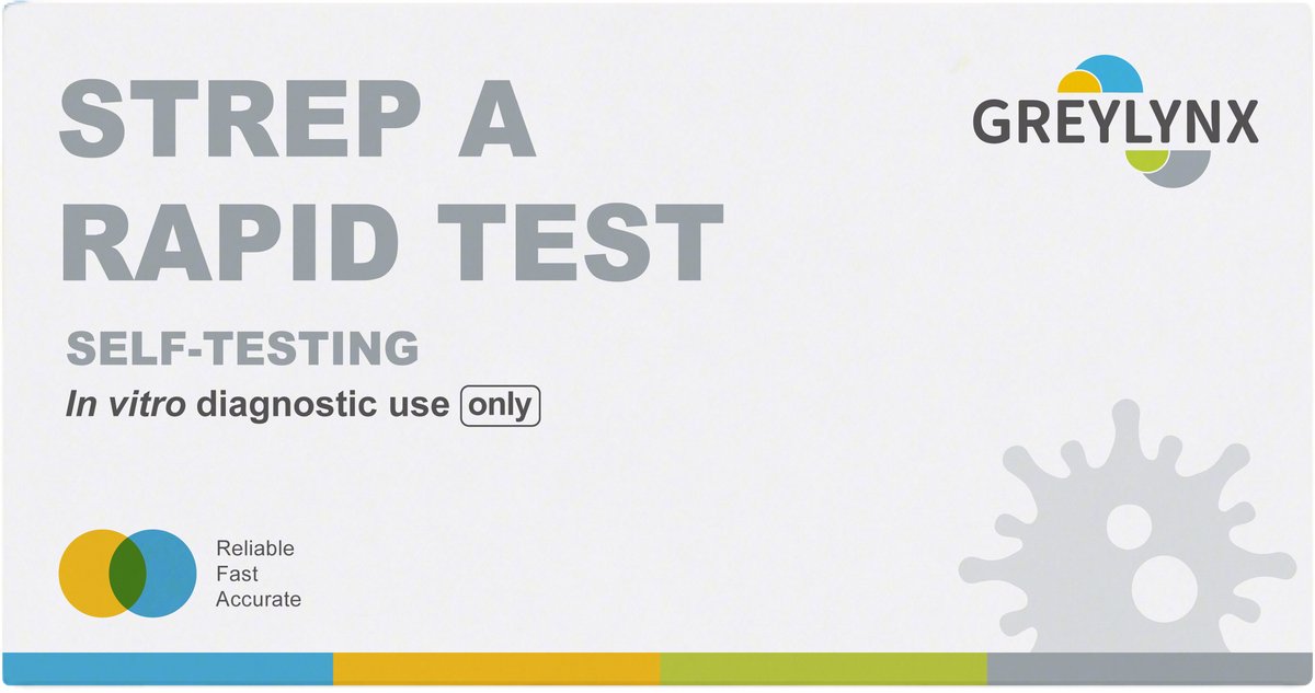 GreyLynx- Strep A Rapid test - Zelf test - Snel test - keelpijn - 5 minuten
