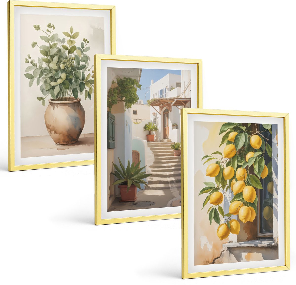 Coloray 3-Delige Schilderij Set - Een Leesboek Met Zeeschelpen En Een Boho-Dromenvanger - 40 x 40 cm En 40 x 60 cm - Decoratieve Schilderijen - Woonkamer - Interieur - Interieur Decoratie