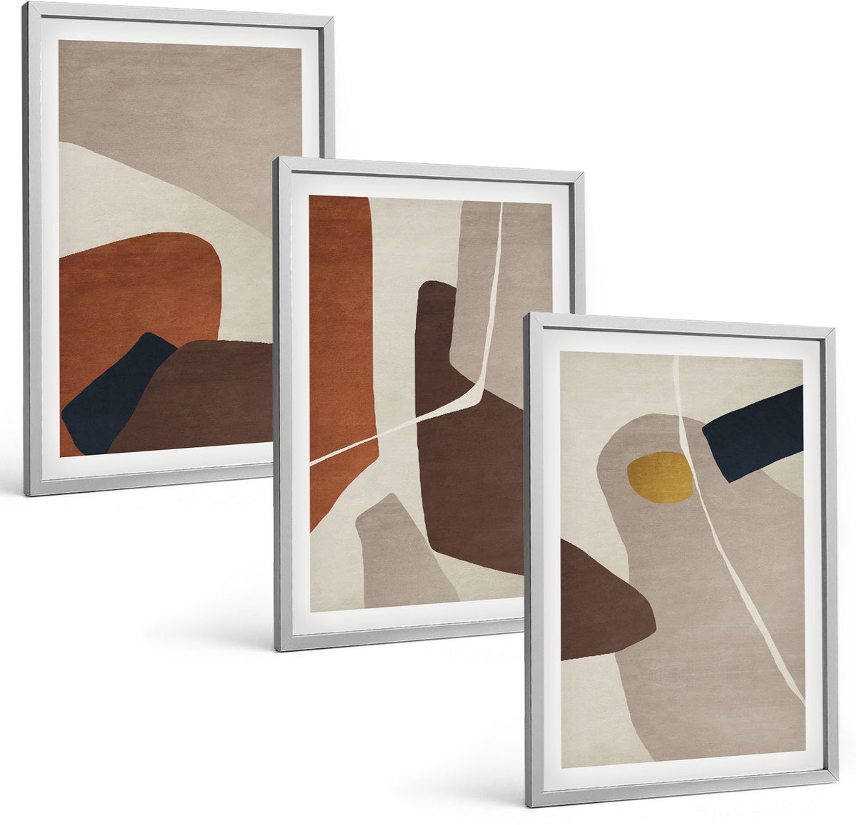 Coloray 3-Delige Schilderij Set - Abstracte Boho-Schildervormen In Moderne Stijl - 40 x 60 cm - Wanddecoratie - Muurdecoratie - Woonkamer - Woonkamer Decoratie