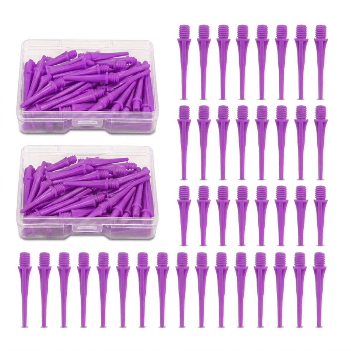 Paarse dart tips soft tip set 120 stuks darts accessoires kunststof dart punten vervangbare soft tips voor elektronische dartborden inclusief opbergdoosjes