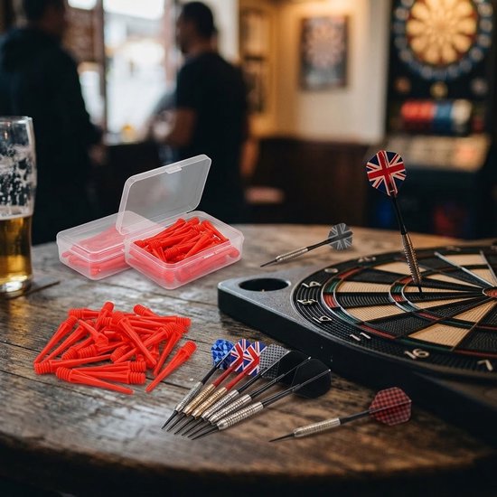 Rode dart tips soft tip set 180 stuks darts accessoires kunststof dart punten vervangbare soft tips voor elektronische dartborden inclusief opbergdoosjes — afbeelding 5