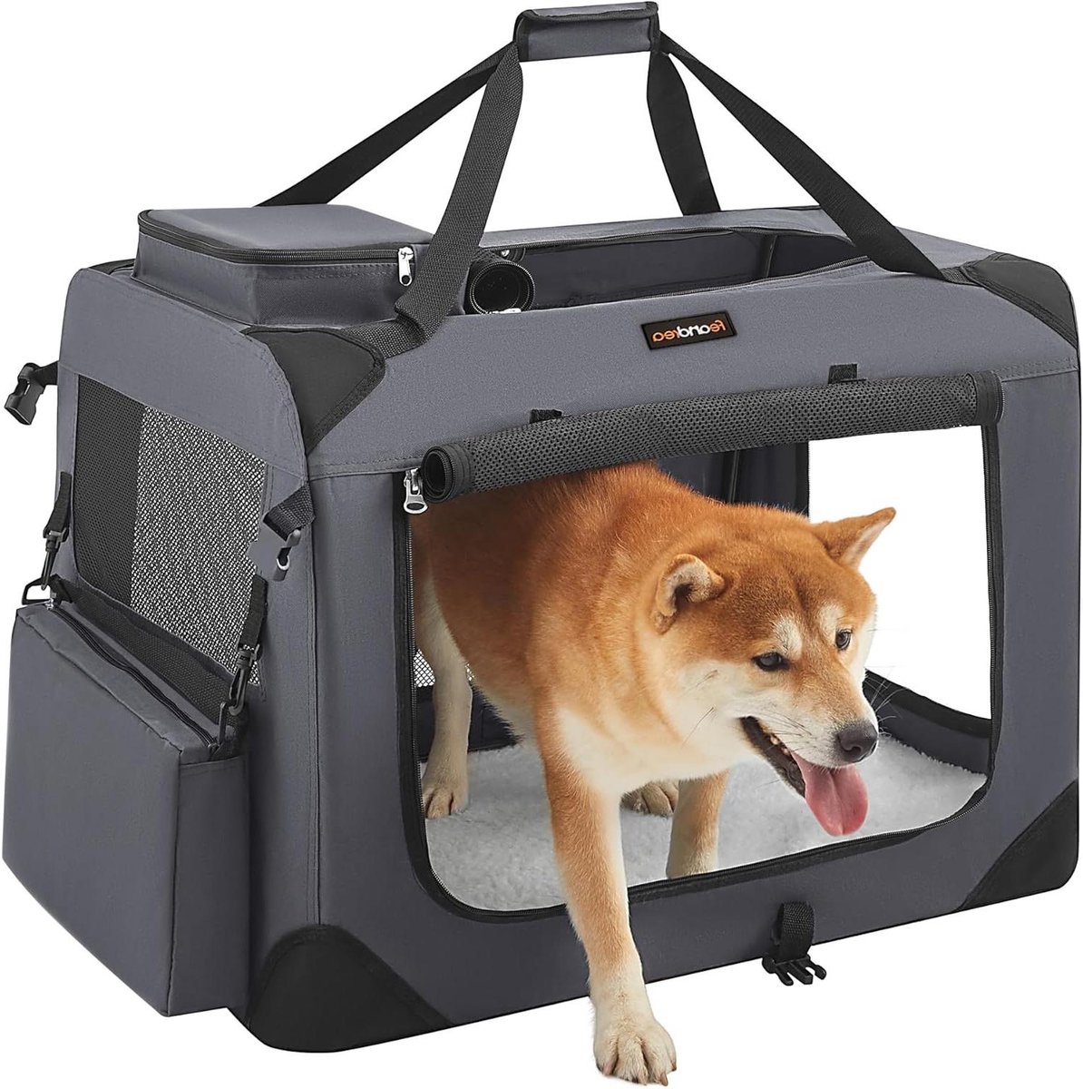 Opvouwbare Hondenbench - Reismand Hond - Veilig Transport - Ademend Gaas - 70 x 52 x 52 cm - Grijs
