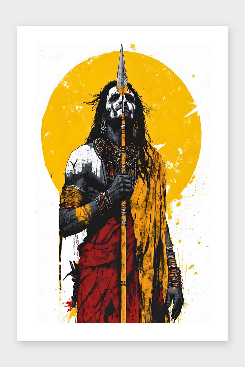 Sjamaan Poster - Spirituele - Cultuur - Natuur - Creatief - Magische - posters - formaat 30x40cm - Wanddecoratie - BXS4276MT - Met kader - passe-partouts stijl