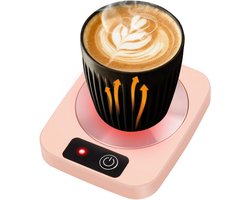 Koffiekopwarmer, elektrische koffiewarmer, slimme kopjeswarmer, theewarmer met aluminium metalen plaat, kantoorgadgets, drankwarmer voor koffie, cacao, melk, cadeau voor collega's en vrienden - roze
