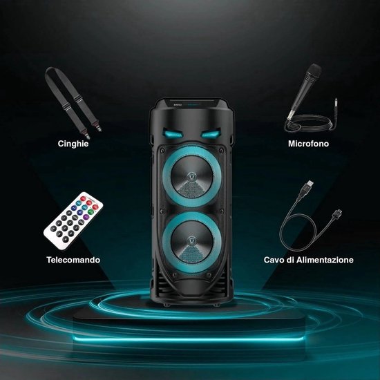 Bluetooth speaker - Draagbare Bluetooth Karaoke Speaker - Draagbare bluetooth speaker - - Met LED Lichtshow & Eco Modus — afbeelding 4