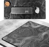 What's Goods - XXL Grote Muismat - 90x40 cm - Topografisch - 4 mm - Zwart