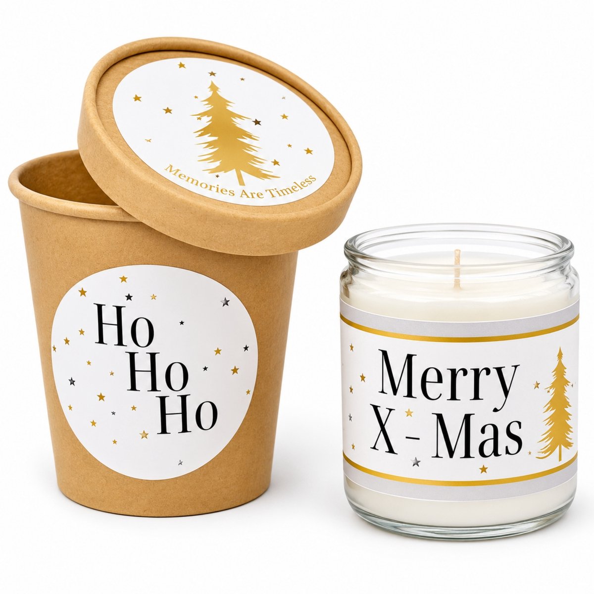 Memories Are Timeless Kerstcadeau met Kaars - Merry X-Mas - 50 Branduren - Wit Goud - Memories Are Timeless