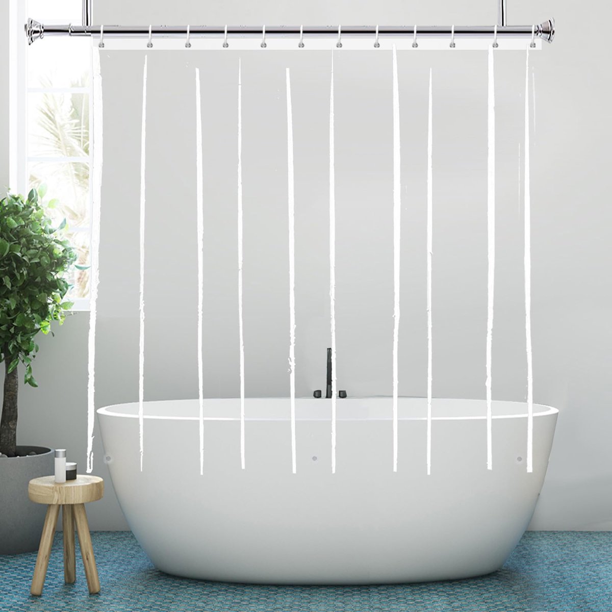 Yisure Douchegordijn transparant kort 165 cm hoog waterdicht - ShopVlot