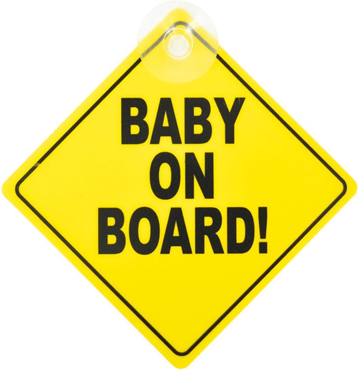 Okado Baby on Board Bord met Zuignap – Geel/Zwart – 12 cm