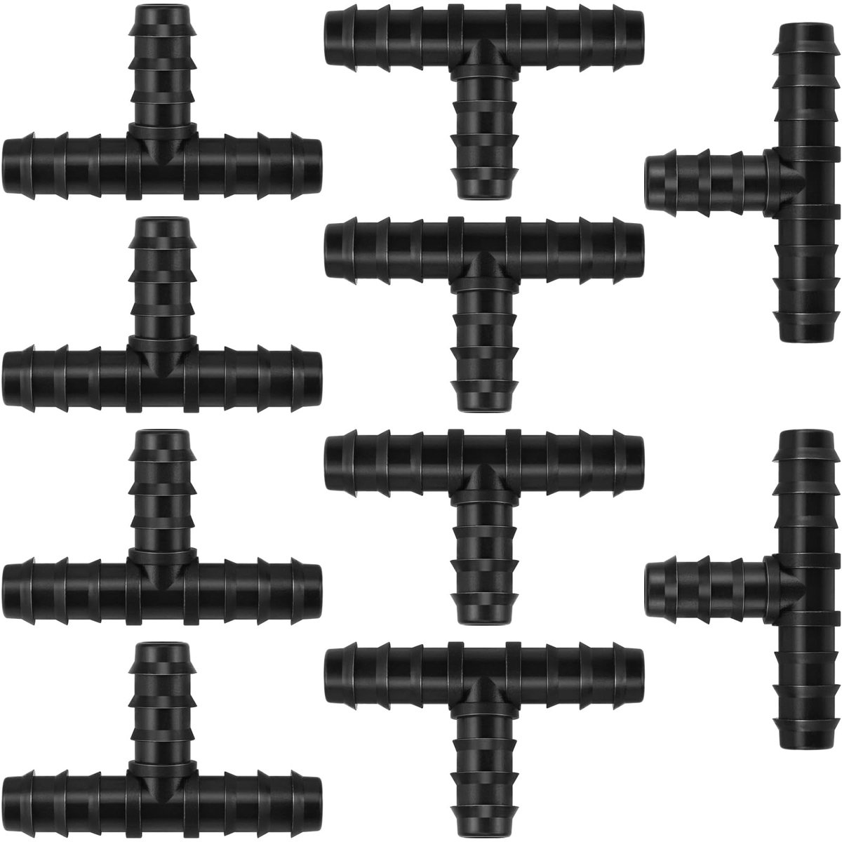 Poeland T-stuk slangaansluiting 16 mm (1/2 inch), zwarte kunststof tuindruppelslangconnector, theeslangaansluiting - ShopVlot