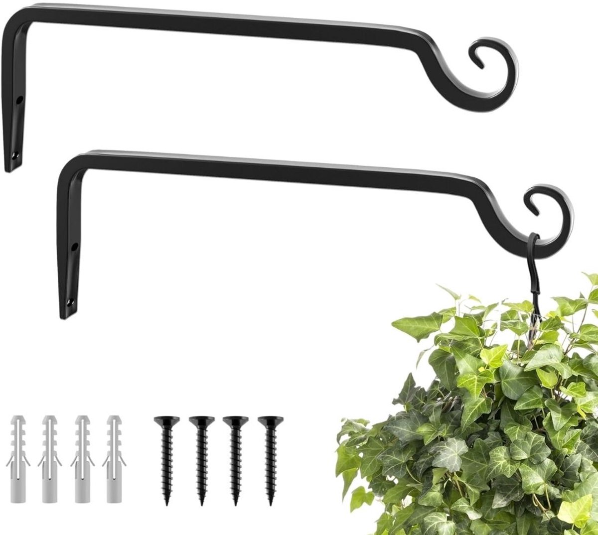 Zolvano® Plantenhaak Hanging Basket - Muurhaak voor Planten - Wandhaak-Zwart