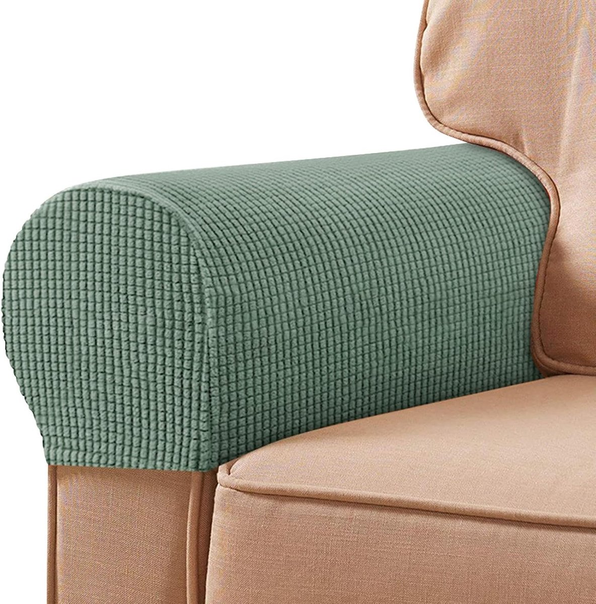 2 Stuks Armleuning Stoelhoezen, Stretch Sofa Bescherming, Antislip Armleuning Kussens, Geschikt voor Recliners en Stoelen, Kleur: Groen