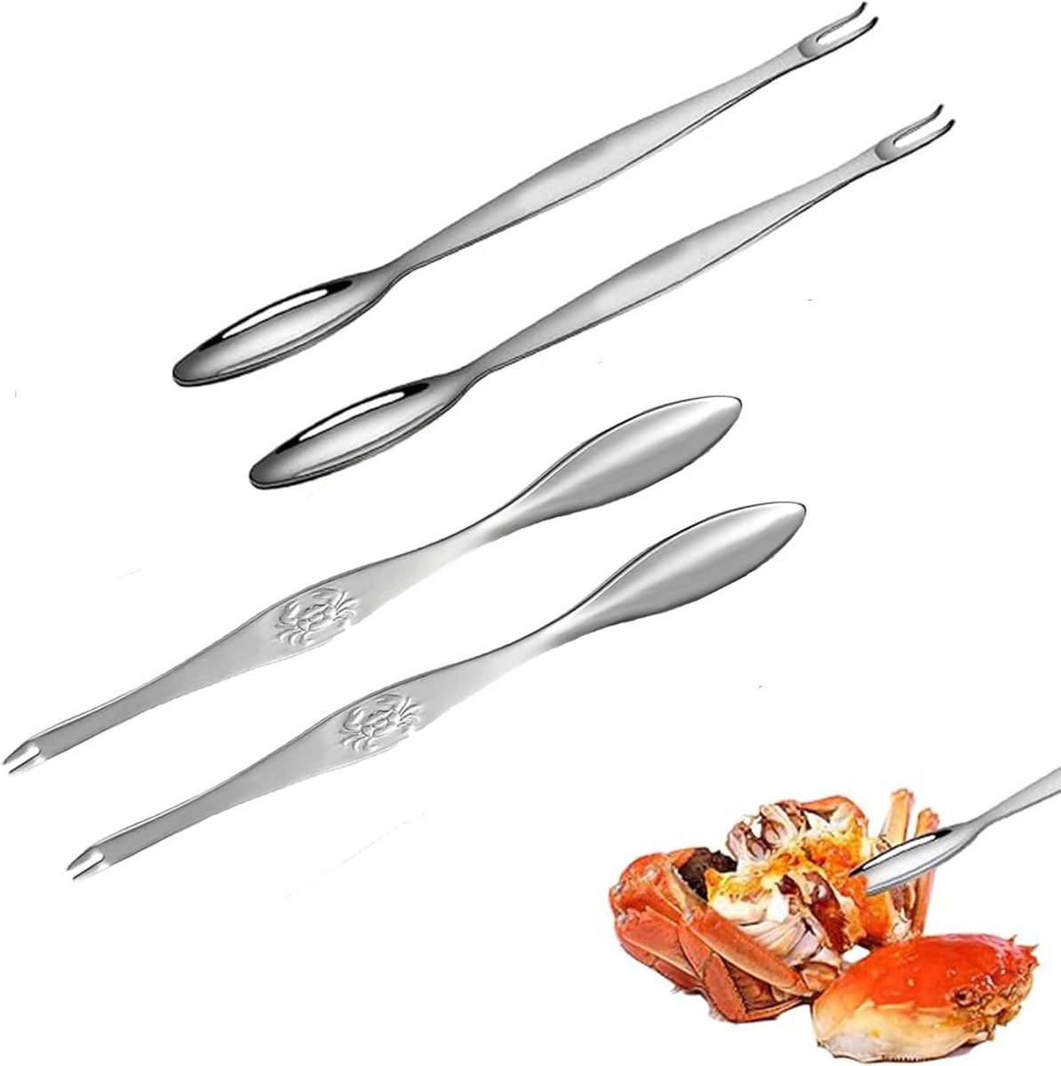 Luxe Set voor Zeevruchten: 4-delige RVS Krab- en Kreeftbestek met Handige Tools voor Eenvoudig Eten
