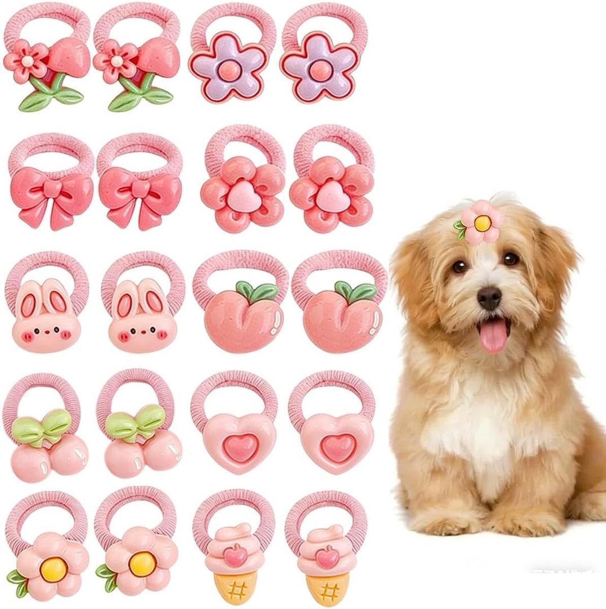 Set van 20 Hondenstrikken met Rubber Bands - Hoge Kwaliteit Haaraccessoires voor Dierenverzorging, Stijlvolle Hondenhaar Bows en Dagelijks Gebruik