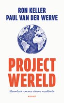 Boekomslag met de titel "Project Wereld" en een illustratie van de aarde.