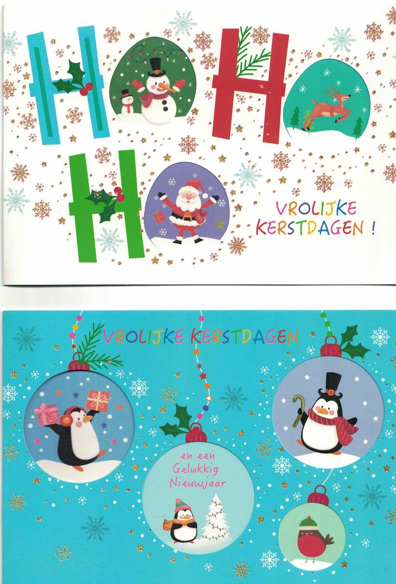 Wenskaarten - kerstkaart - set van 8 - 8 luxe kerstkaarten - 2 x 4 luxe kerstkaarten met envelop