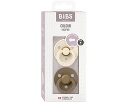 BiBS - Colour Pacifier - Maat 1 - Fopspeen - 2 stuks - Dark Oak / Ivory