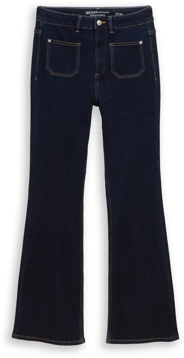 Tom Tailor Denim - TTAVA FLARED-jeans met opgezette zakken - Maat 29/30 - Rinsed Blue Denim