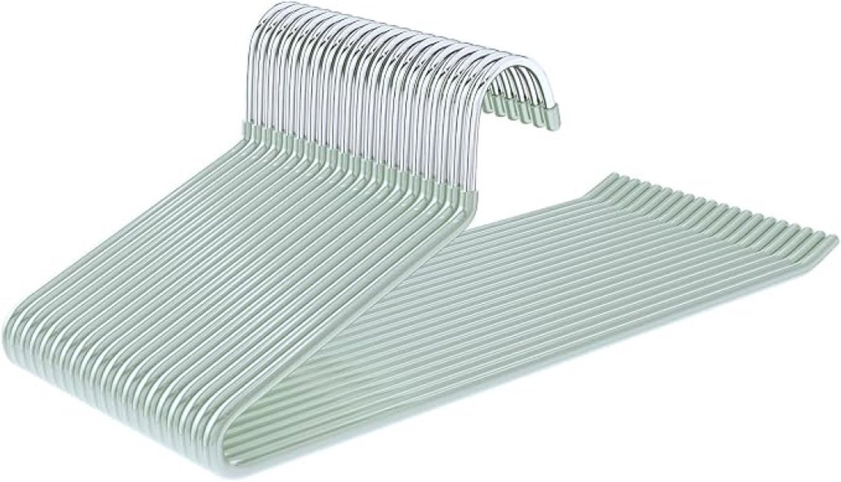 PolkaHome Broekhangers met antislip coating – 20 stuks, ruimtebesparend, lichtgroen