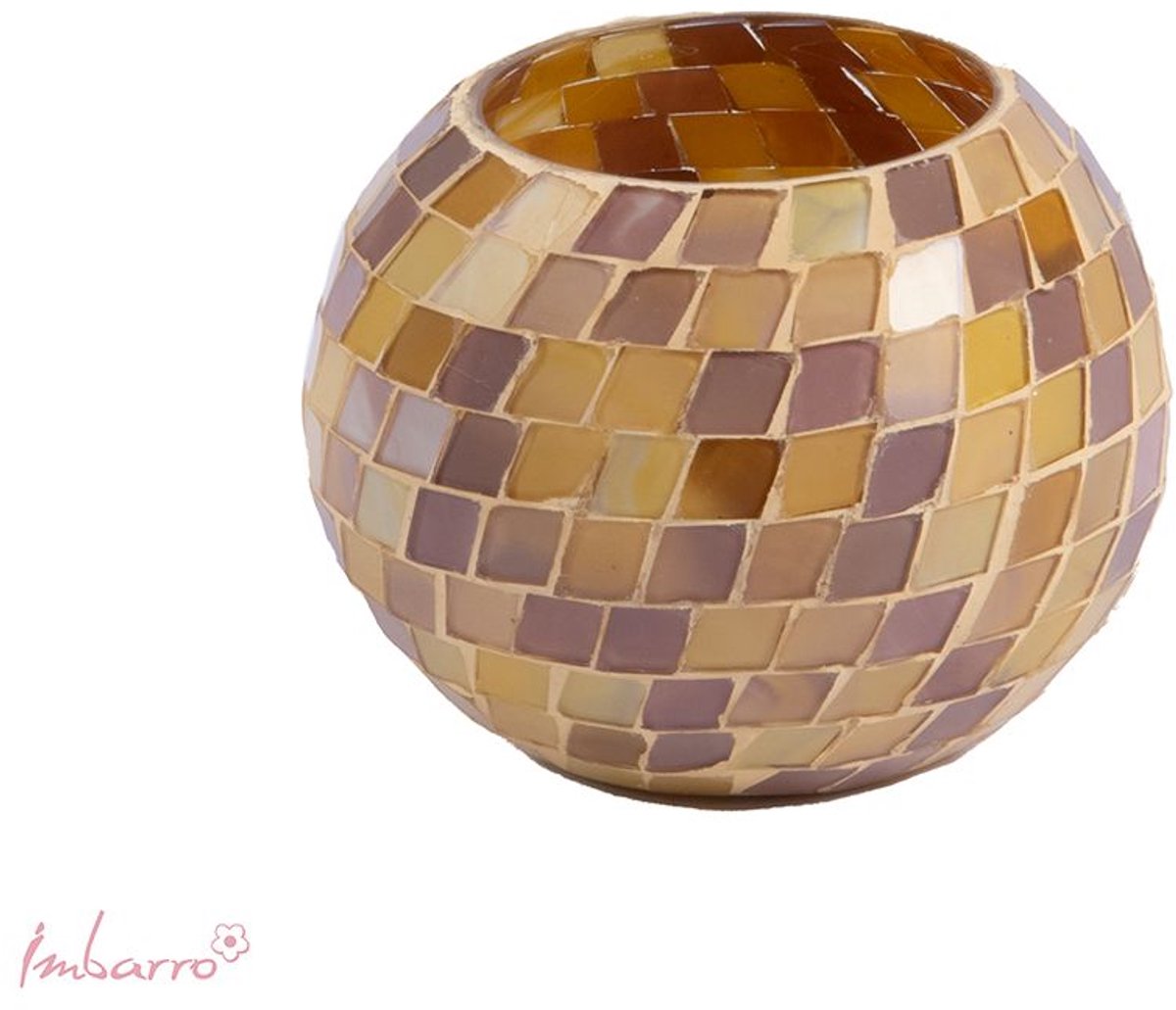 Imbarro Home & Fashion - Windlicht Valerie Round - Geel, Roze - 8,5 X 11 cm
