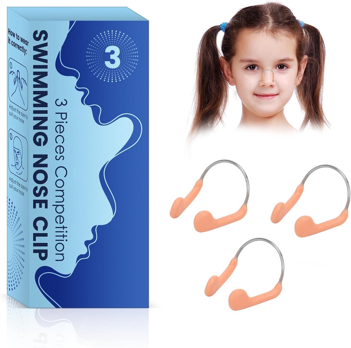 3 stuks neusklem, uniseks, kinderen, competitie, neusclip, waterdicht, siliconen, zwemmen, neusclip voor kinderen, vrijetijdszwemmers