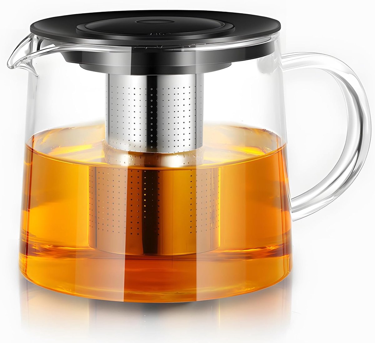 Dailygoods- Theepot Glas 2 L - Hittebestendig - Theemaker met Deksel - Fijnmazig Filter/Zeef - Uitneembare Zeefinzetstuk - Niet Verwarmd Handvat