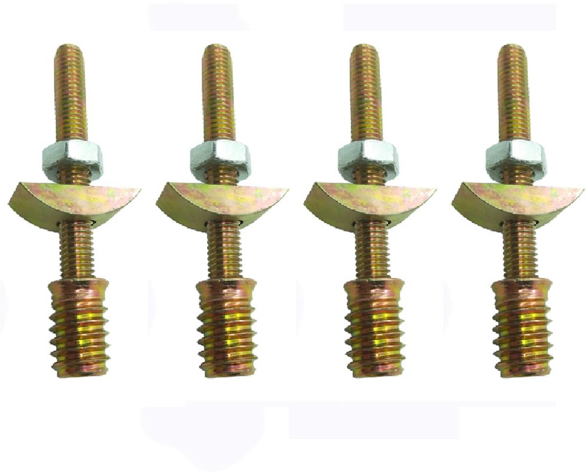 4 stuks halve maan connectoren, 4-in-1 draadstangmoeren bouten en sluitringen kit, meubelaansluitfitting voor bedframes, hoofdeinden, kledingkasten (M8 x 80 mm)