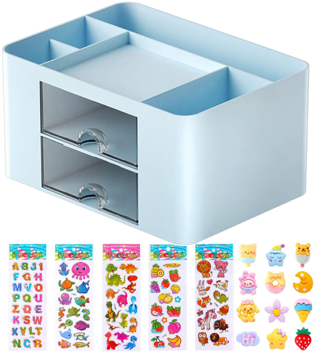 Dailygoods- Bureau Organizer - Hoogwaardige Kunststof - Bureau Organizer met Lades - Pennenbakje - Vakken - Ruimtebesparend - Afmetingen 19,5 x 14 x 10 cm - Bureau-accessoire