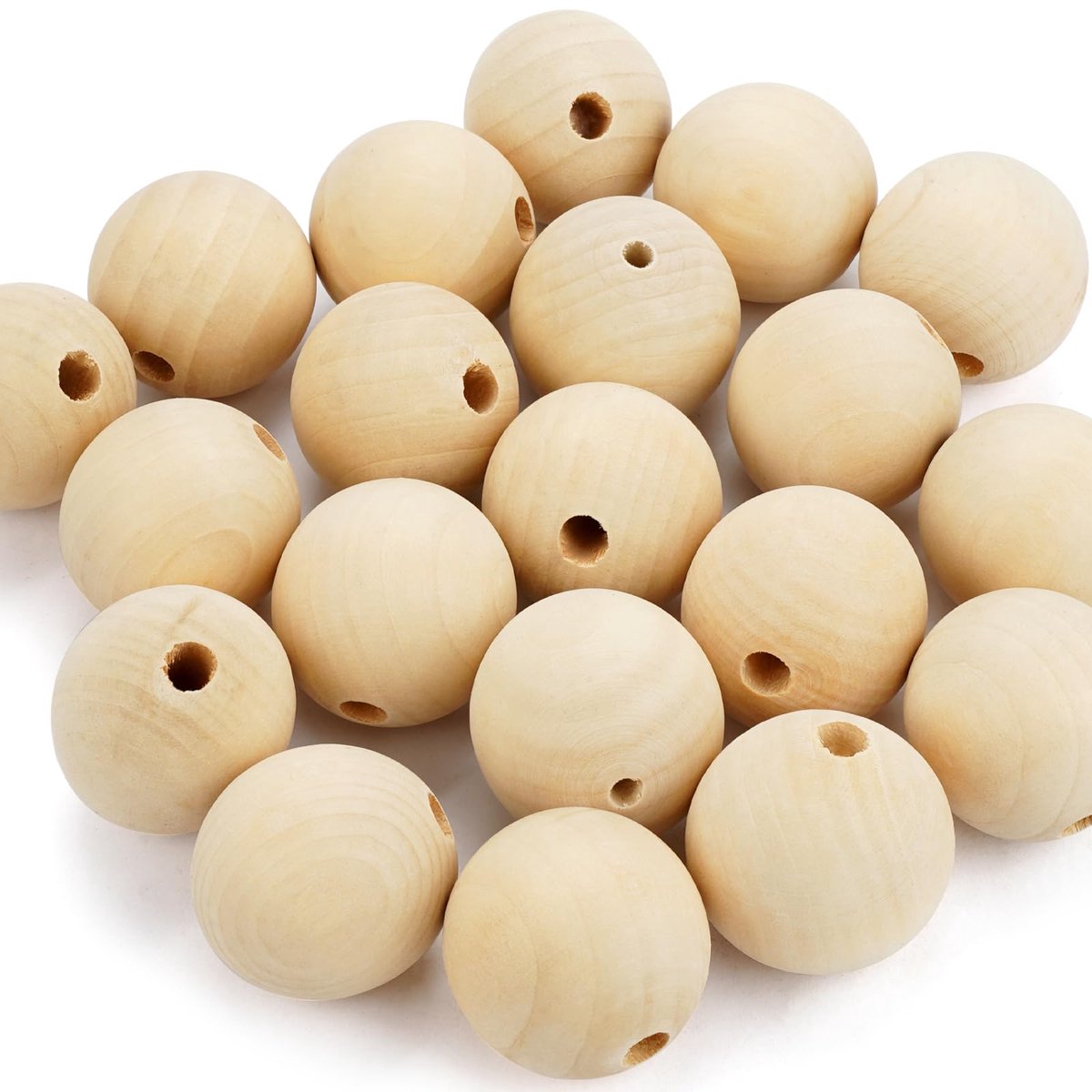 Houten kralen met gat - Natuurlijke kralen - Grote 40 mm - Ronde accessoires - DIY knutselprojecten - Geschikt voor decoratie - Lotushout