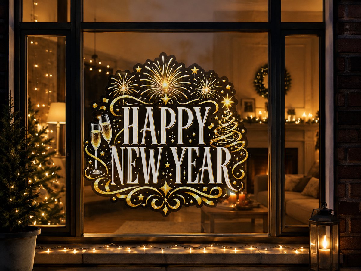 Happy New Year Sticker – 45 x 45 cm