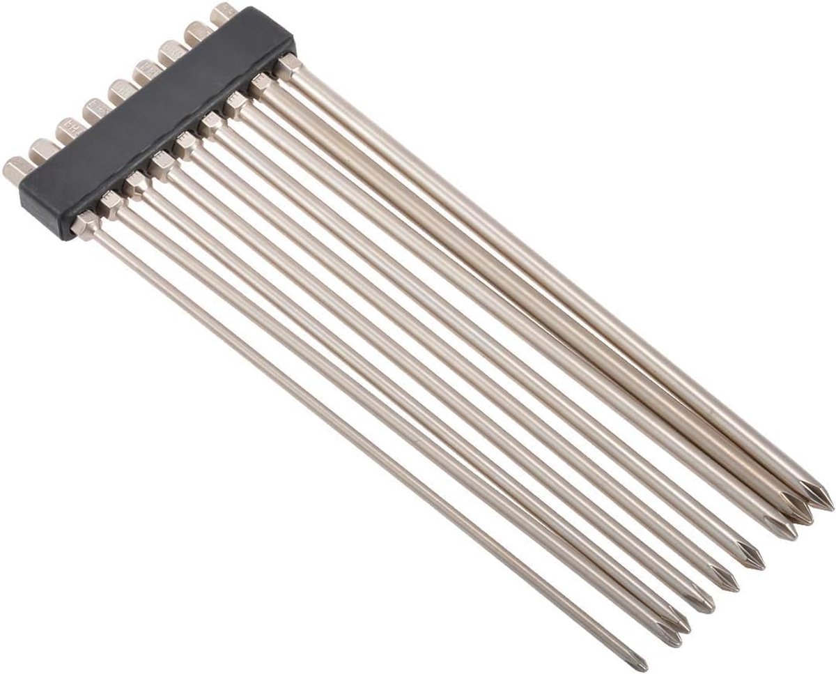 Shank Magnetische Kruisschroevendraaier Bits Set - [9 Stks-200mm], Lange Hex Kruiskop Schroevendraaier Bits voor Diepe Schroefgaten