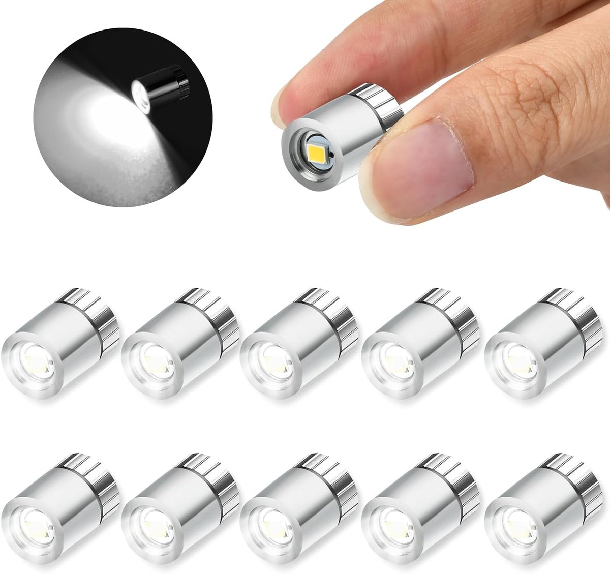 10 stuks Mini LED-lamp, kleine LED-lamp, met batterij, micro-ledlampen, klein speelgoed, geschikt voor poppenhuisdecoratie, doe-het-zelf model (wit licht)