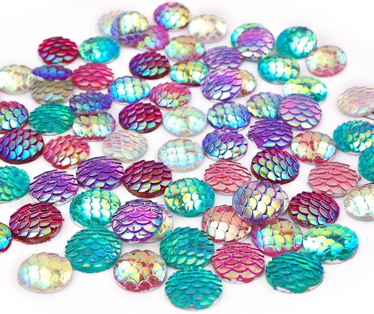 300 stuks visschubbenpatches met magisch kleurverloop, regenboogvis, zeemeermin tafeldecoratie, kleurrijke kralen, zeemeermin-sieraden