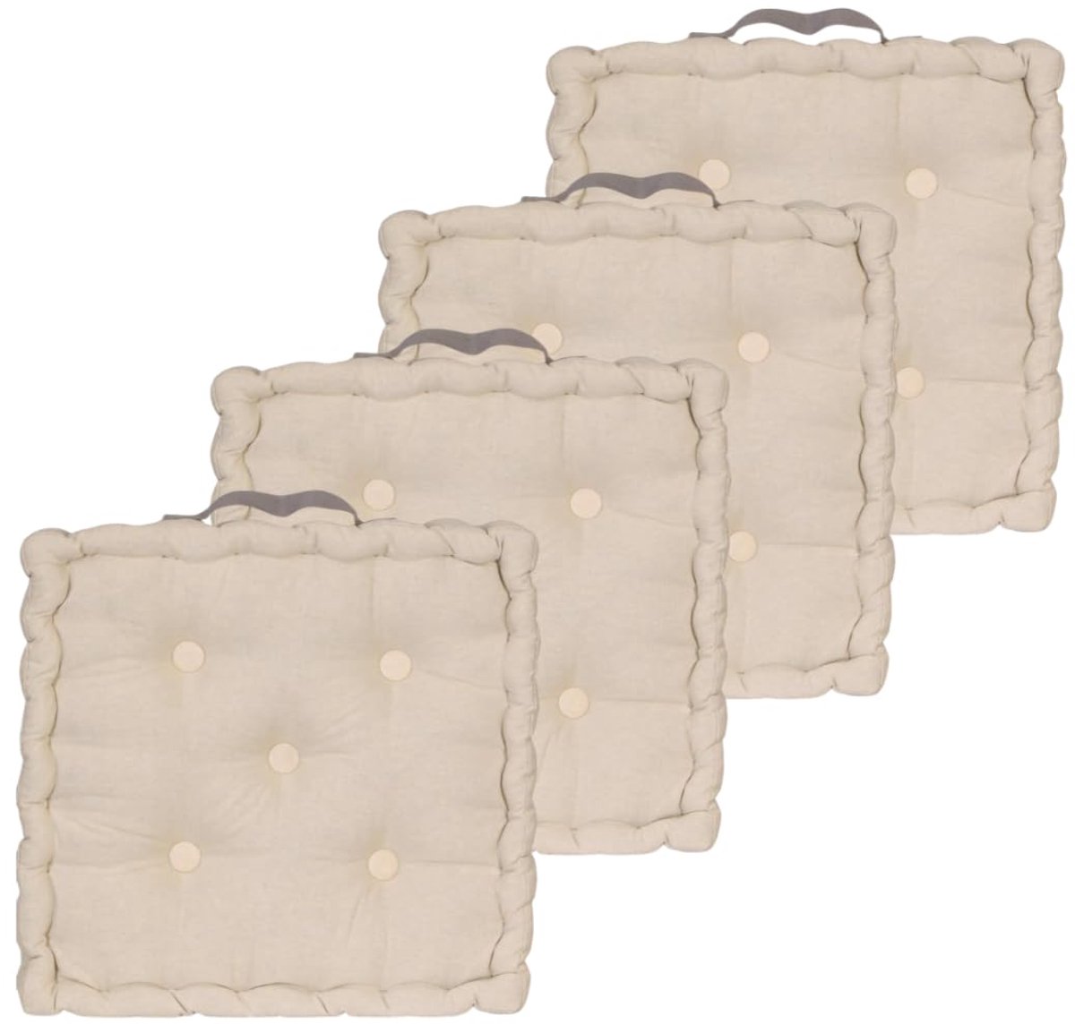 Vloerkussens, 40 x 40 cm, met contrasterend handvat, beige