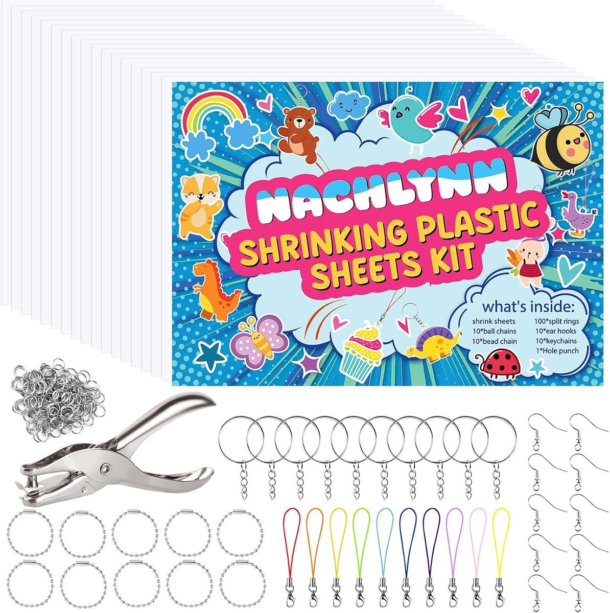 Set van 171 Kerst Krimpfolie Sleutelhanger Set voor Kinderen, Creatieve Decoraties en Kerstcadeaus