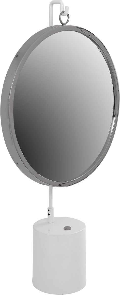 Padiro tafelspiegel 41 x 75 x 14 cm - wit en zilverkleurig - staal en spiegelglas - ronde spiegel op standaard