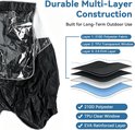 Details van de meerlaagse constructie van de regenhoes: polyester stof, TPU raam en EVA laag.