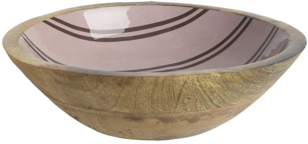 Kaemingk houten schaal oudroze 24 cm hoogte 6,5 cm