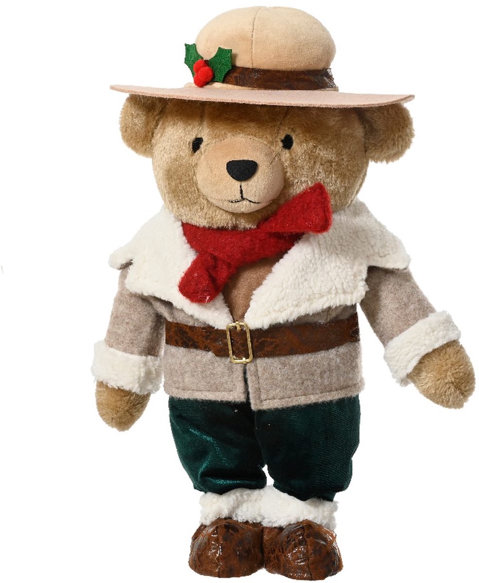 Kaemingk kerstteddybeer beige jas beige hoed 31 cm