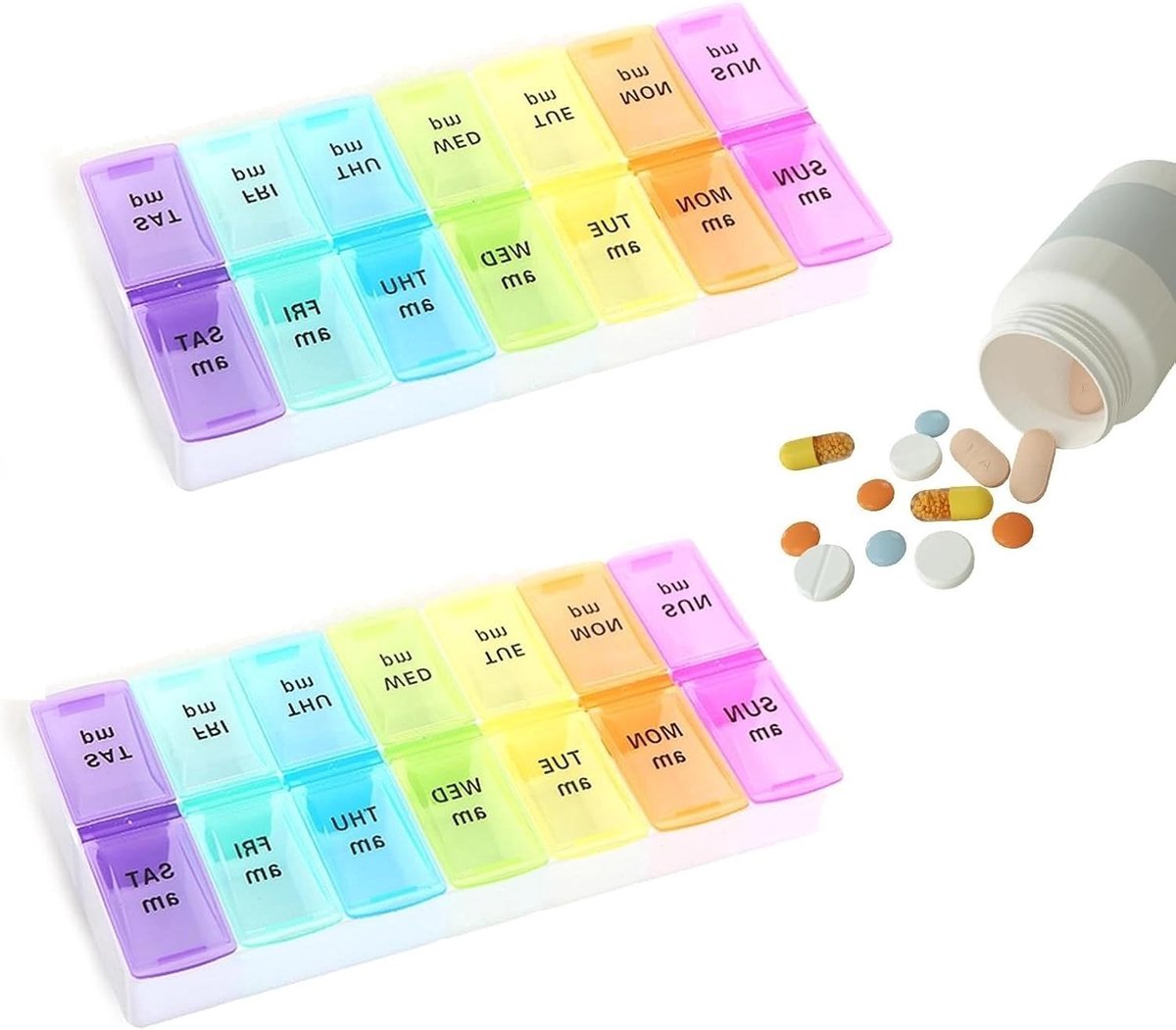 Pillendoos voor 7 Dagen met 2 Vakken voor Ochtend en Avond | Tabletten Organizer en Medicijnbox