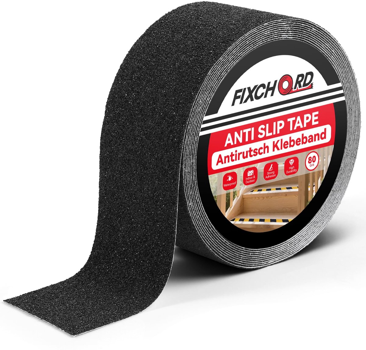 FIXCHORD Anti-slip Tape voor Trappen, 5mx50mm Zwaar-Duty antisliptape binnen & buiten, Antislip plakband voor Treden & - ShopVlot