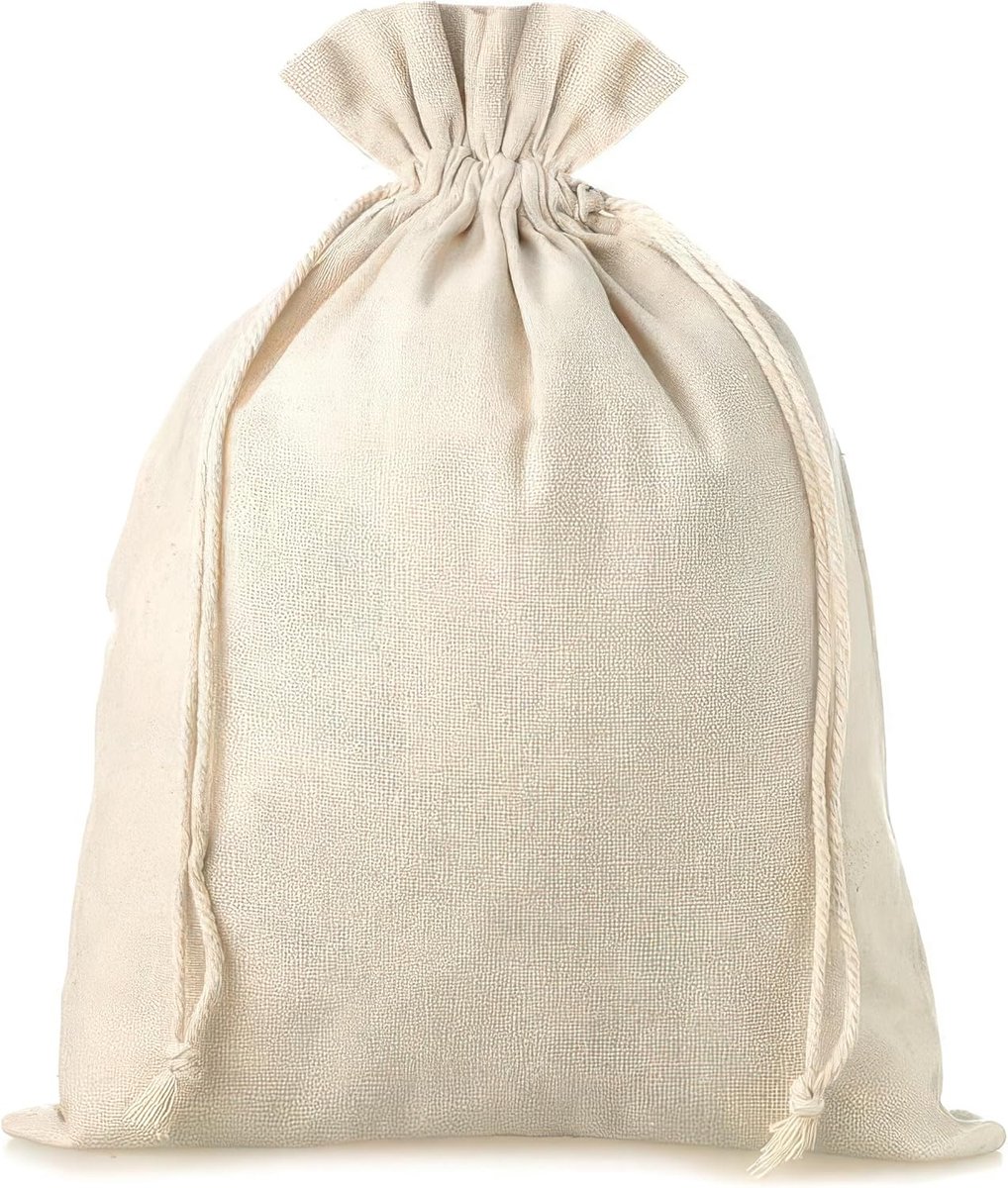 SAKETOS Stoffen Zakjes met Trekkoord 18 cm x 24 cm – Linnen Zakjes 5 Stuks – Stoffen Zakjes van Linnen – Zakjes Zijn - ShopVlot