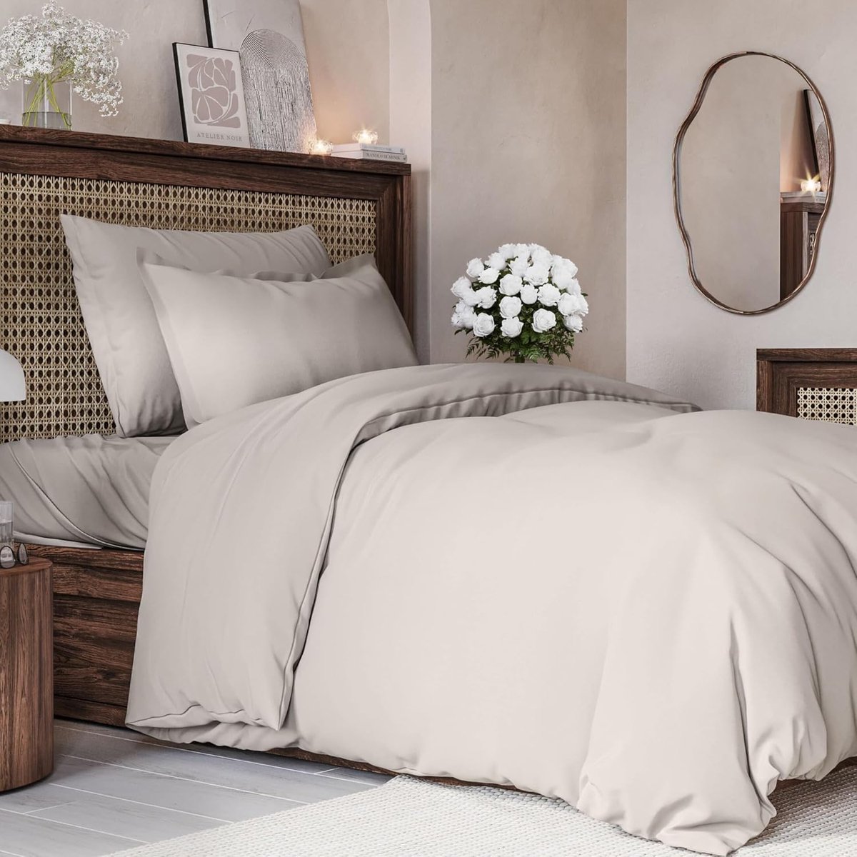 Dekbedovertrekset 240x220 cm - 3-delig Microvezel - Met Ritssluiting - Oeko-Tex - Lichtgrijs